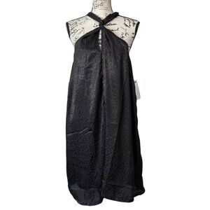 Venus Black Halter Twist Neck Dress Sleeveless Subtle Animal Print Size XL NEW